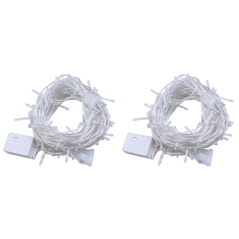 2pcs 10m LEDs Icicle String Lights Waterfall Curtain Lamp Decoration for Wedding Party Garden Home with EU Plug (Warm White)