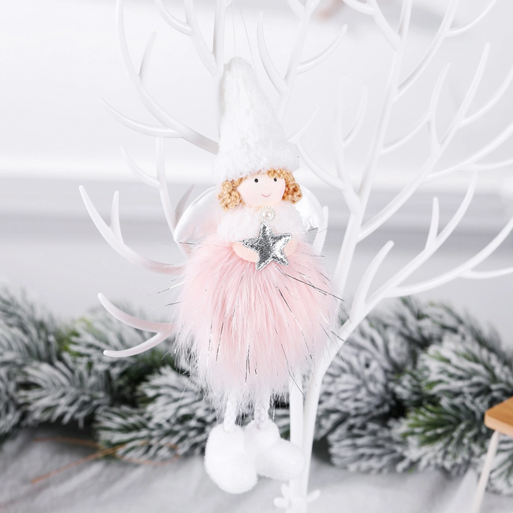 2pcs Christmas Decoration Plush Girl Angel Pendant Christmas Tree Pendant (Pink)