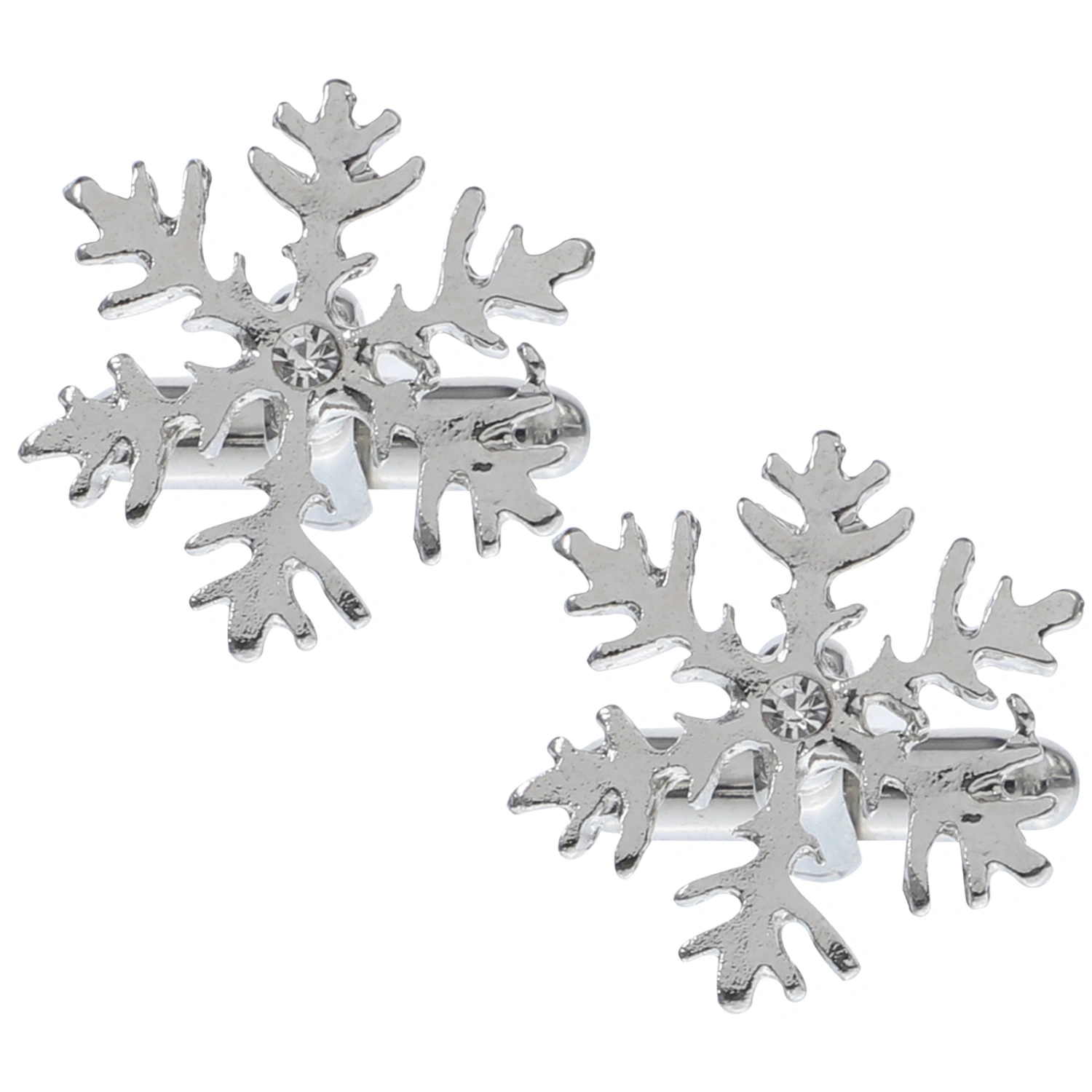 Pair of Snowflake Design Copper Cufflinks for Suit Shirt Jewelry Decoration Christmas Birthday Favor Gift (Silver)