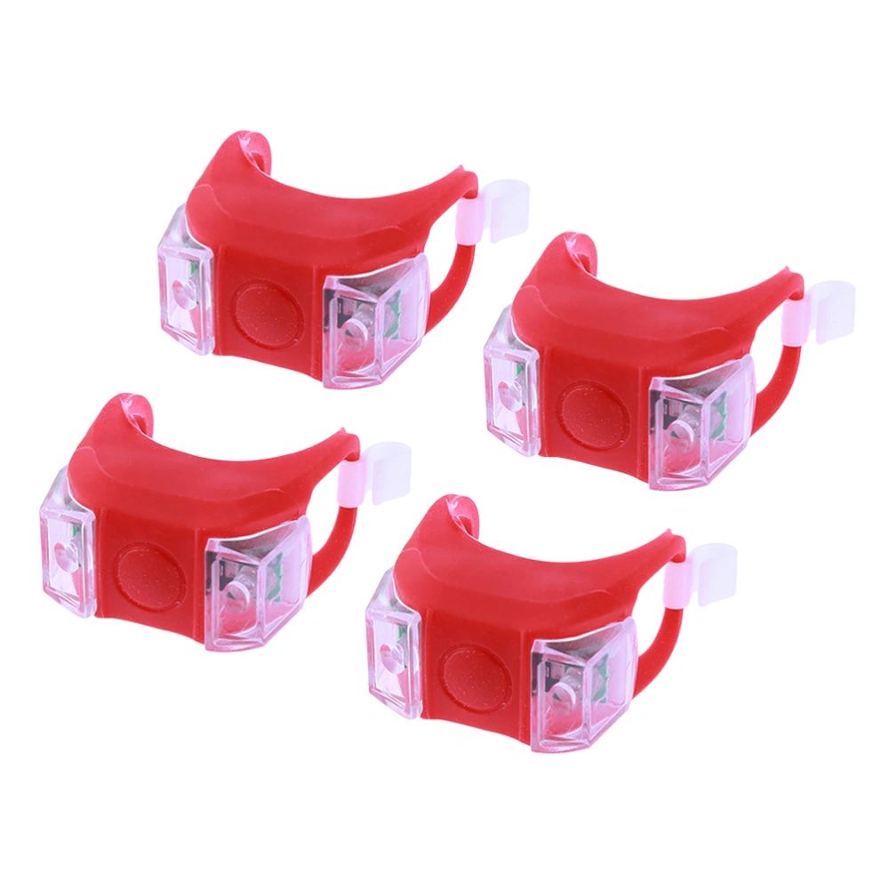 4 PCS LED Front Light Silicone Bike Rear Light Tail Lamp Waterproof Cycling Flash Safety Light MTB Accessories (Red)