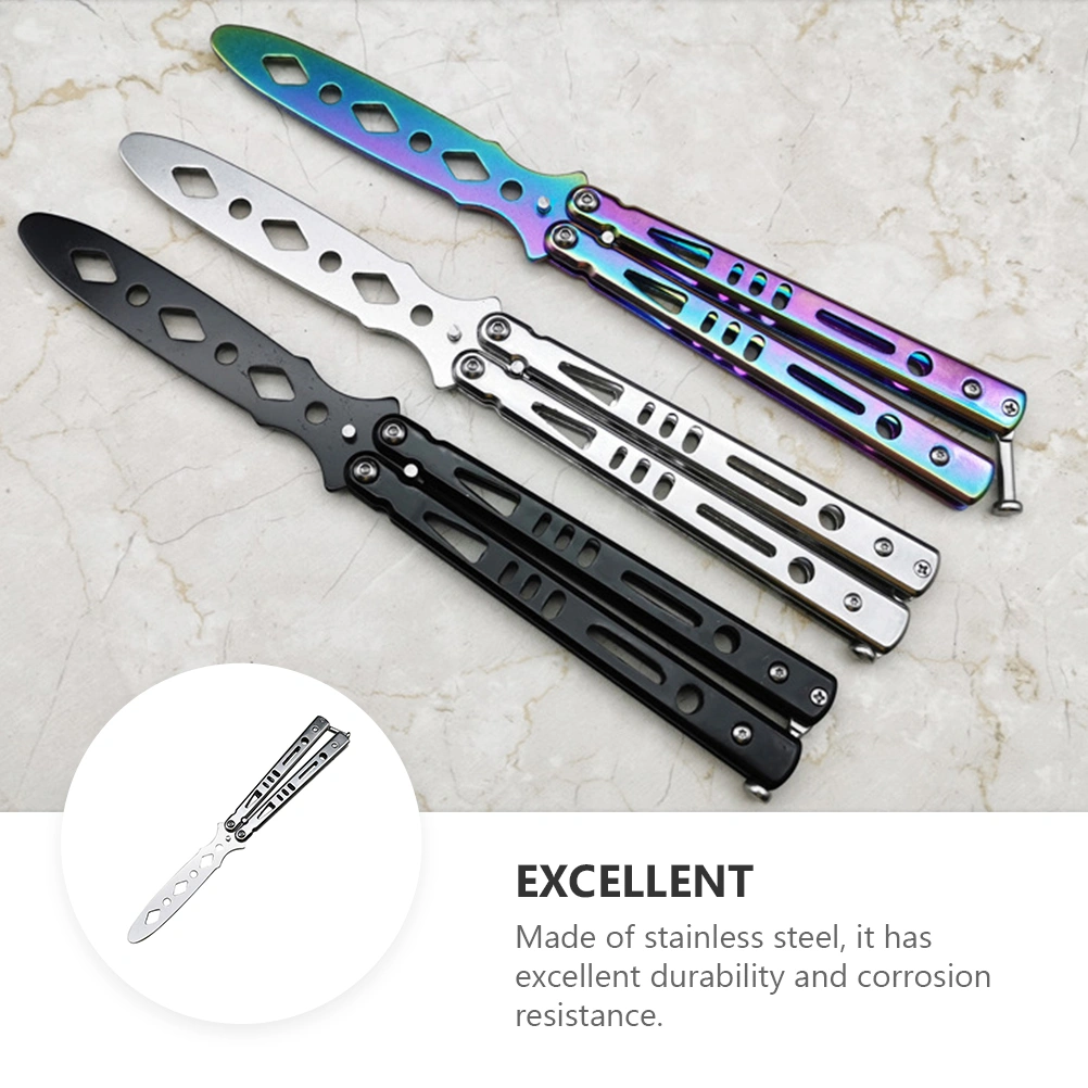 1Pc Blunt Balisong Dull Balisong Trainer Practice Training Cutter Tool