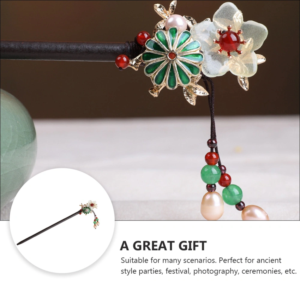 1PC Simple Hairpin Retro Style Wooden Hair Clasp Female Tassel Hair Accessory