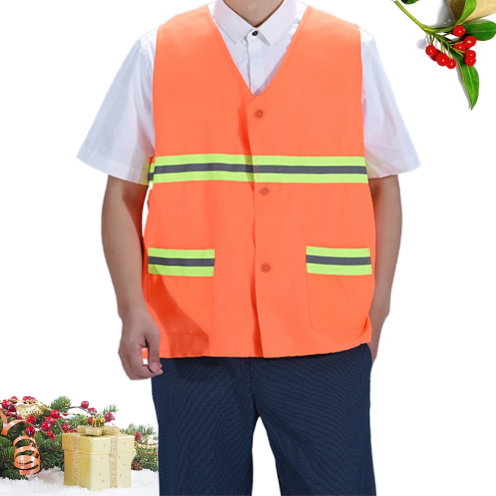 High Visibility Reflective Safety Vest Lightweight Protection Vest for Work Security Emergency Volunteer Traffic Construction Sanitation Worker (Orange)