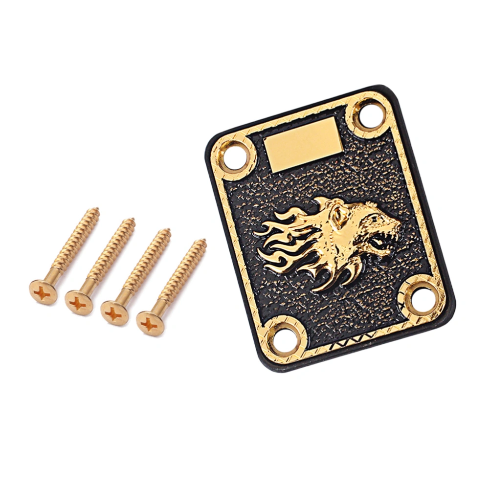 GV121 Zinc Alloy Square Guitar Neck Reinforcing Plate Neck Base Plate with 4 Screws For Strat TL SQ Style Style Electric Guitar Bass