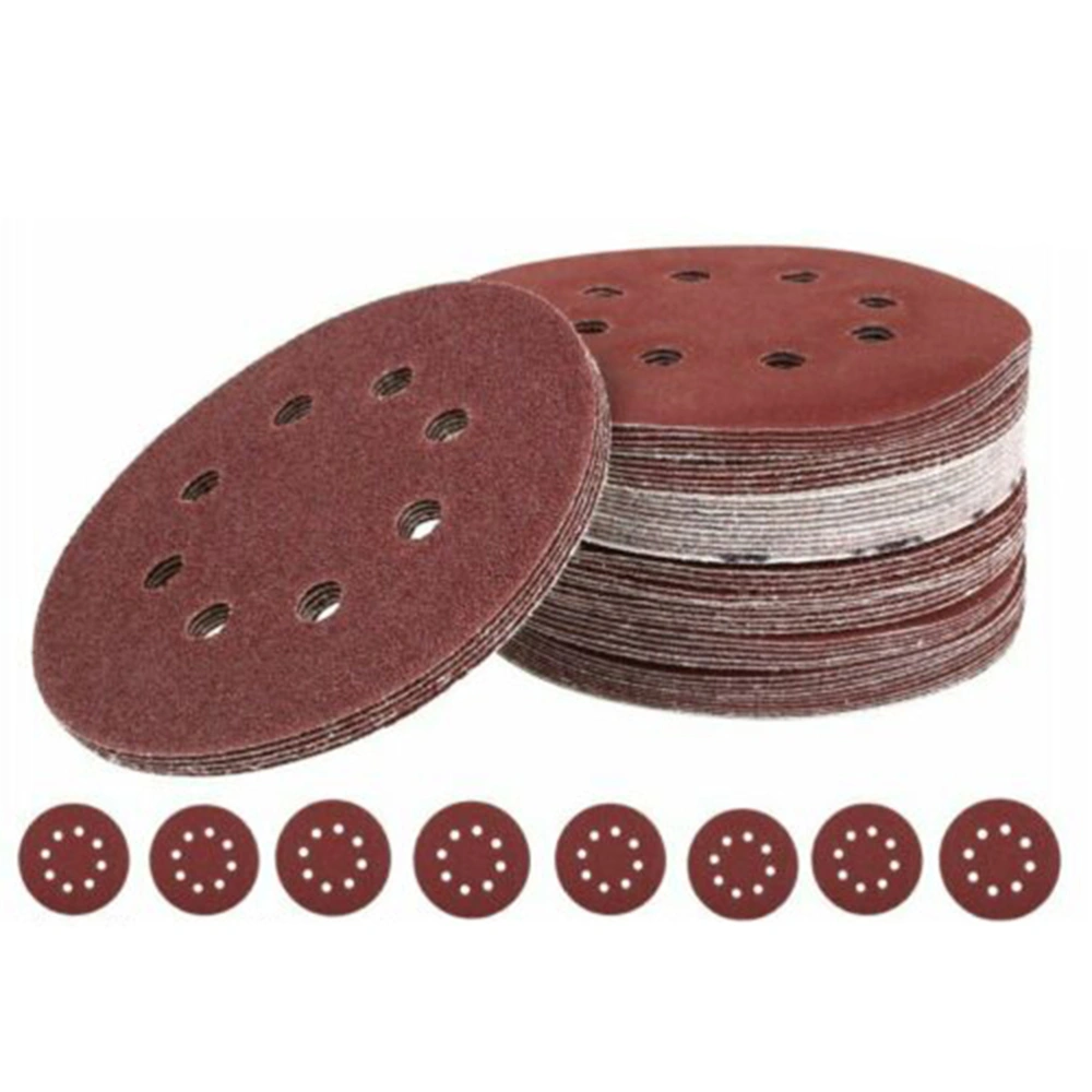 80pcs 5-inch Hook and Loop Grid Sandpaper 8-Hole Grit Sanding Disc Pads 40/ 60/ 80/ 120/ 180/ 240/ 320/ 400