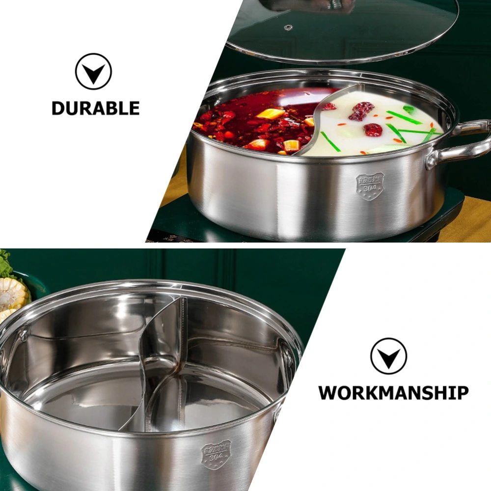 1Pc Thickened Hot Pot Stainless Steel Stockpot Flat Bottom Cooking Pot with Lid