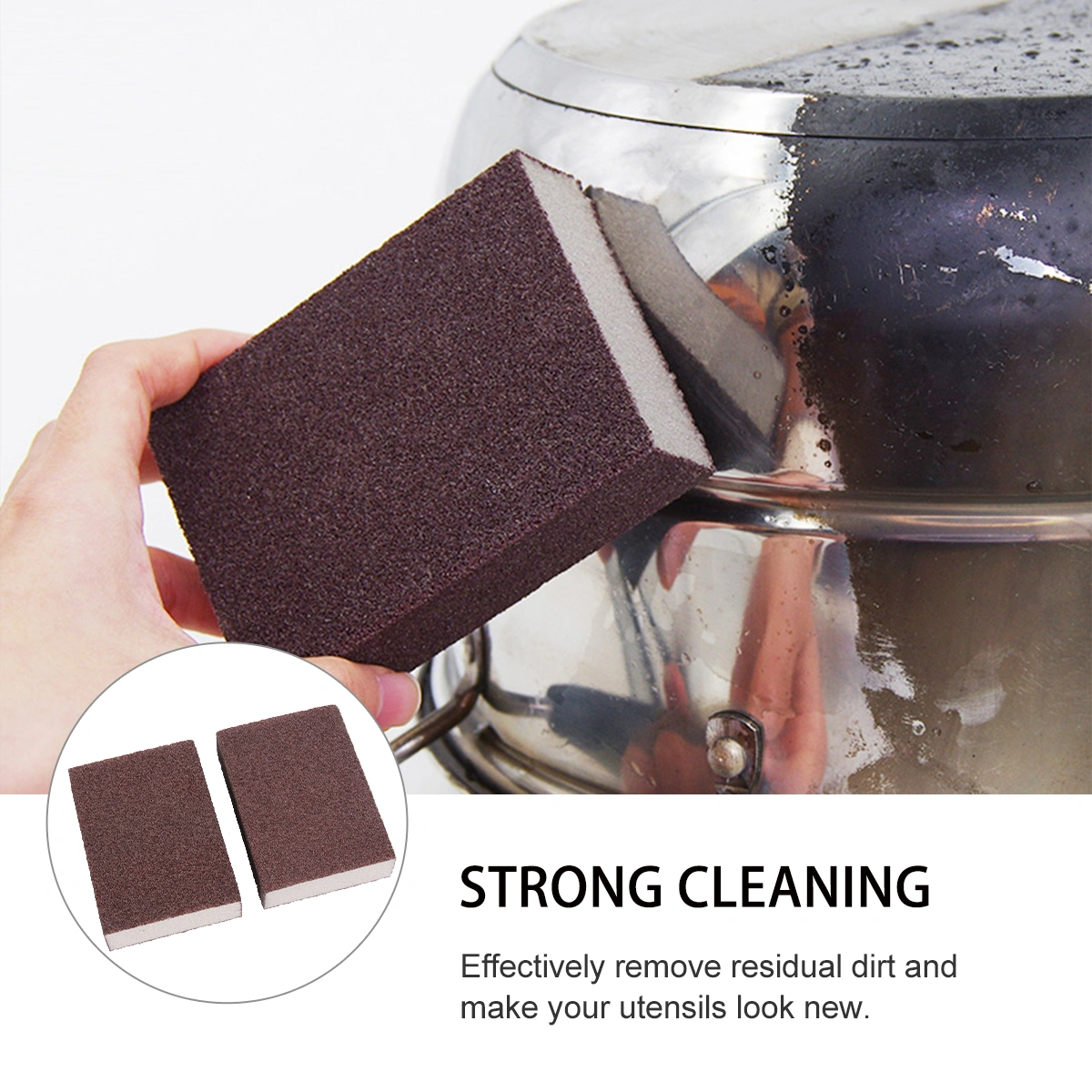 2pcs Descaling Nano Alumina Corundum Magical Eraser Cleaning Sponge Bowl Dish Washing Sponge Stain Remover Pads for Home Restaurant Hotel