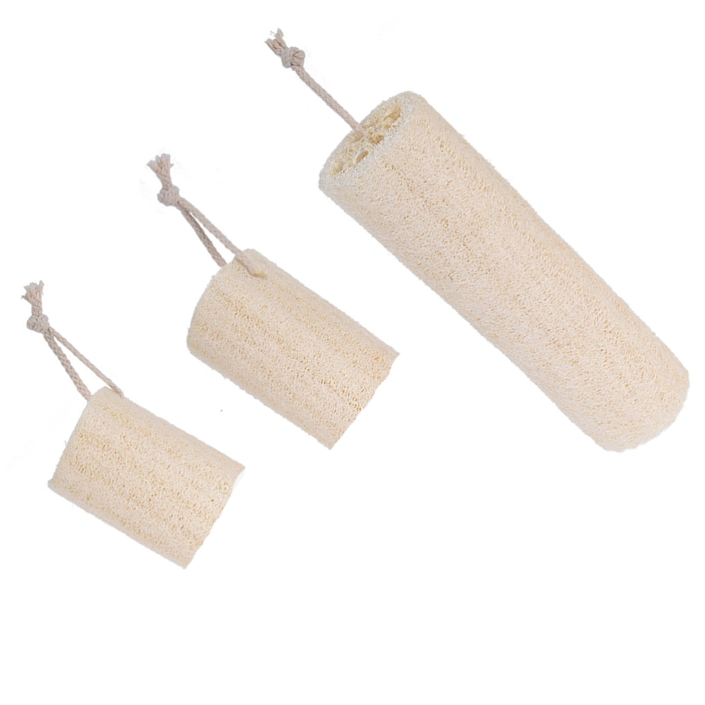 3pcs Hanging Rope Natural Exfoliating Loofah Back Sponge Scrubber Brush Bath Body Brush