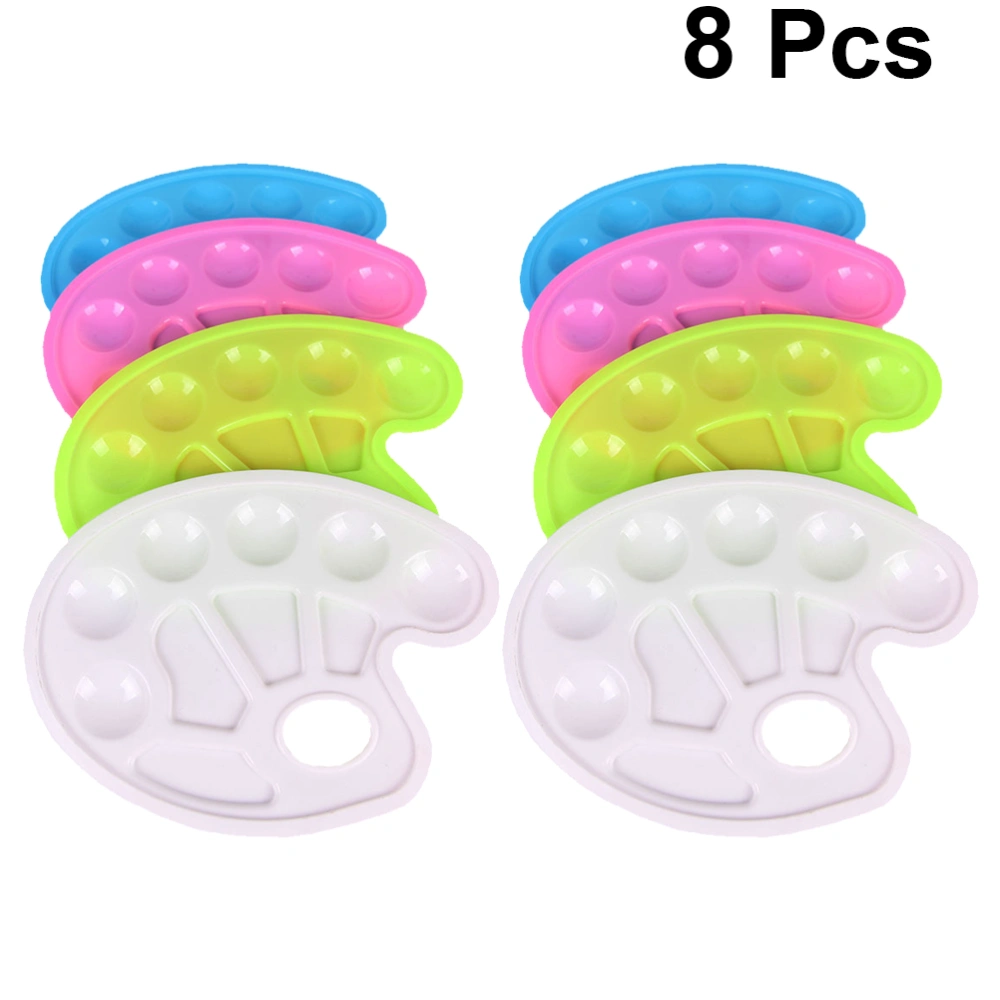 8Pcs Children Drawing Plastic Color Grasp Colorful Feet Shaped Palette(White Pink Green and Blue)