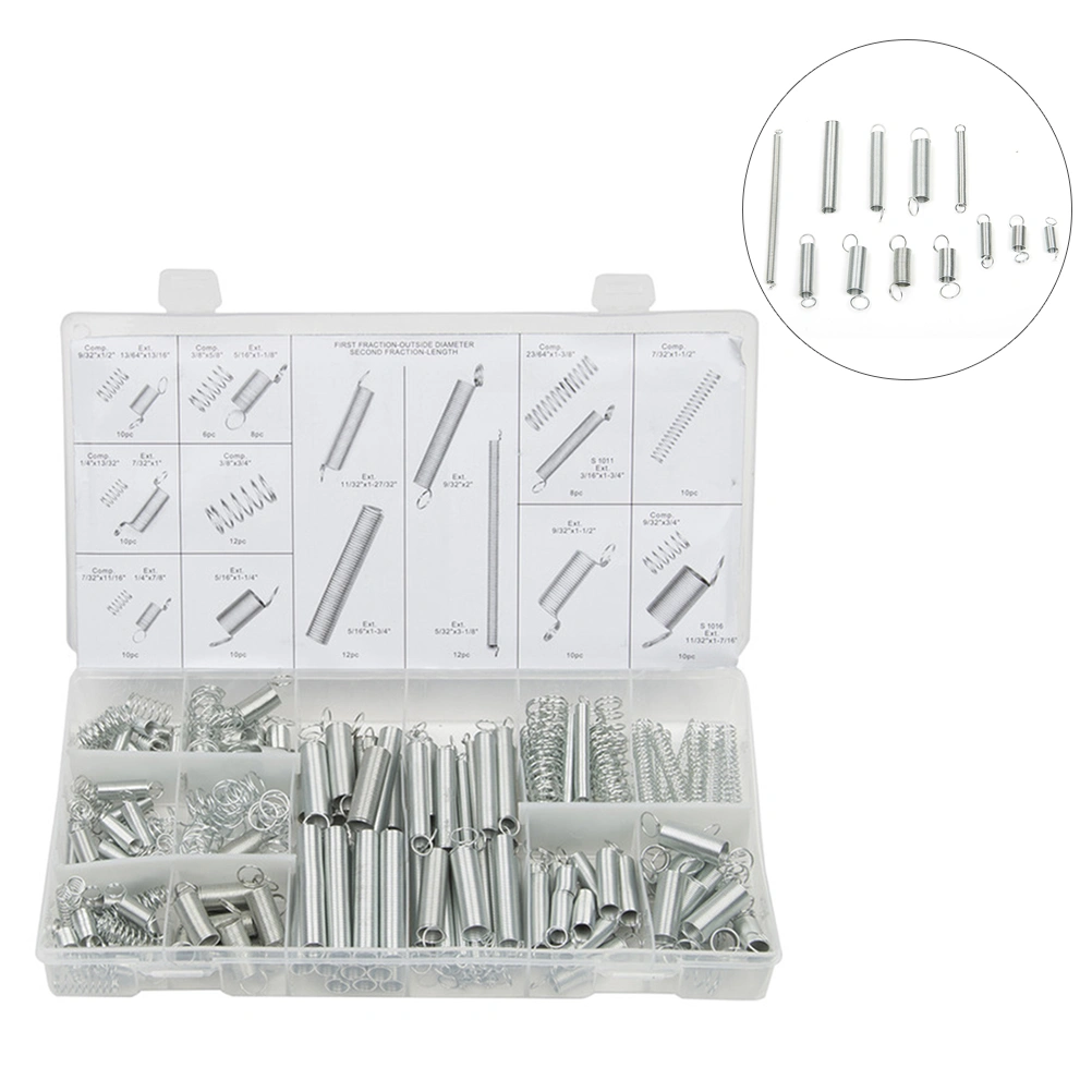 200PCS Spring Assortment Spiral Spring Galvanized Spring Set Spring Rate Extension Spring for Mechine