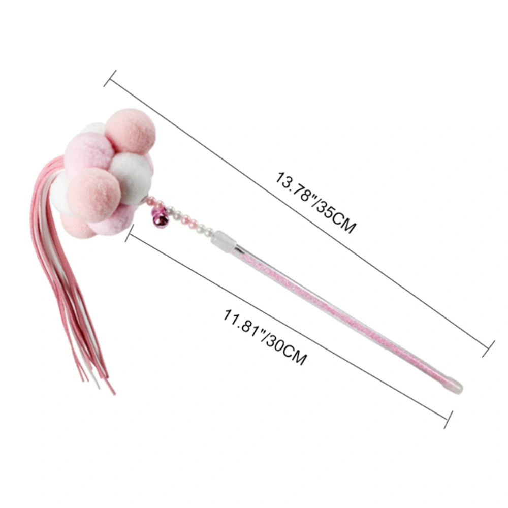 Funny Pet Cat Toy Stick Toys Tassels Design Teaser Training Wand Stick Plastic Floss Toy for Cats (Pink)