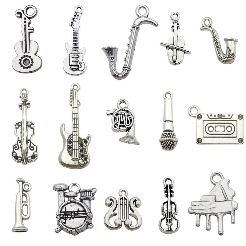 15pcs Instrument Pendants Charms Musical Pendants Jewelry Making Material(Mixed Style)