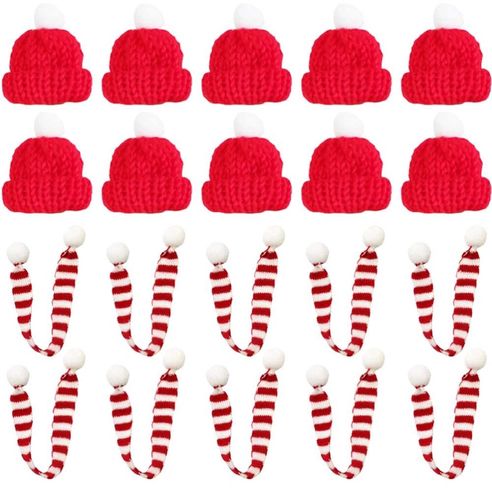 20pcs Christmas Miniature Santa Hat Scarf Stuffed Bear Christmas Costume Party Supplies