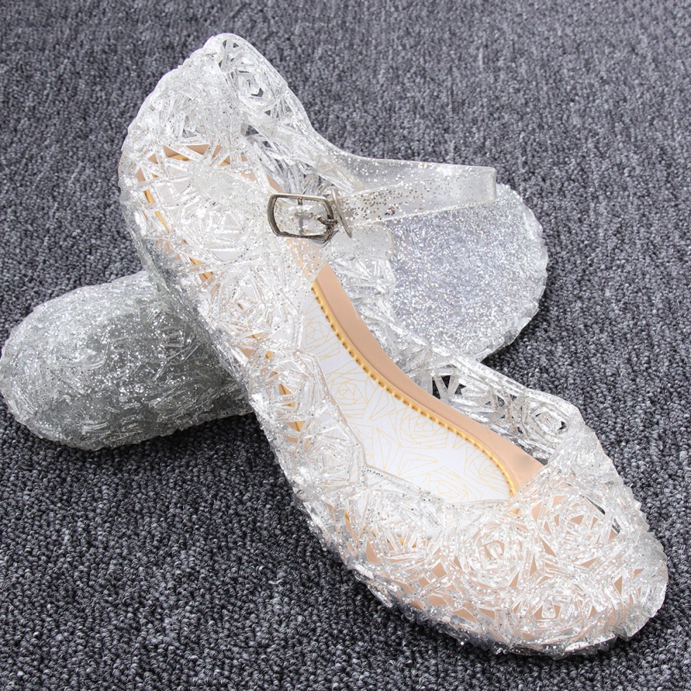 1 Pair of Baby Girl Sandals Little Girl High Heel Jelly Sandals Summer Shoes - Size 31 (White)