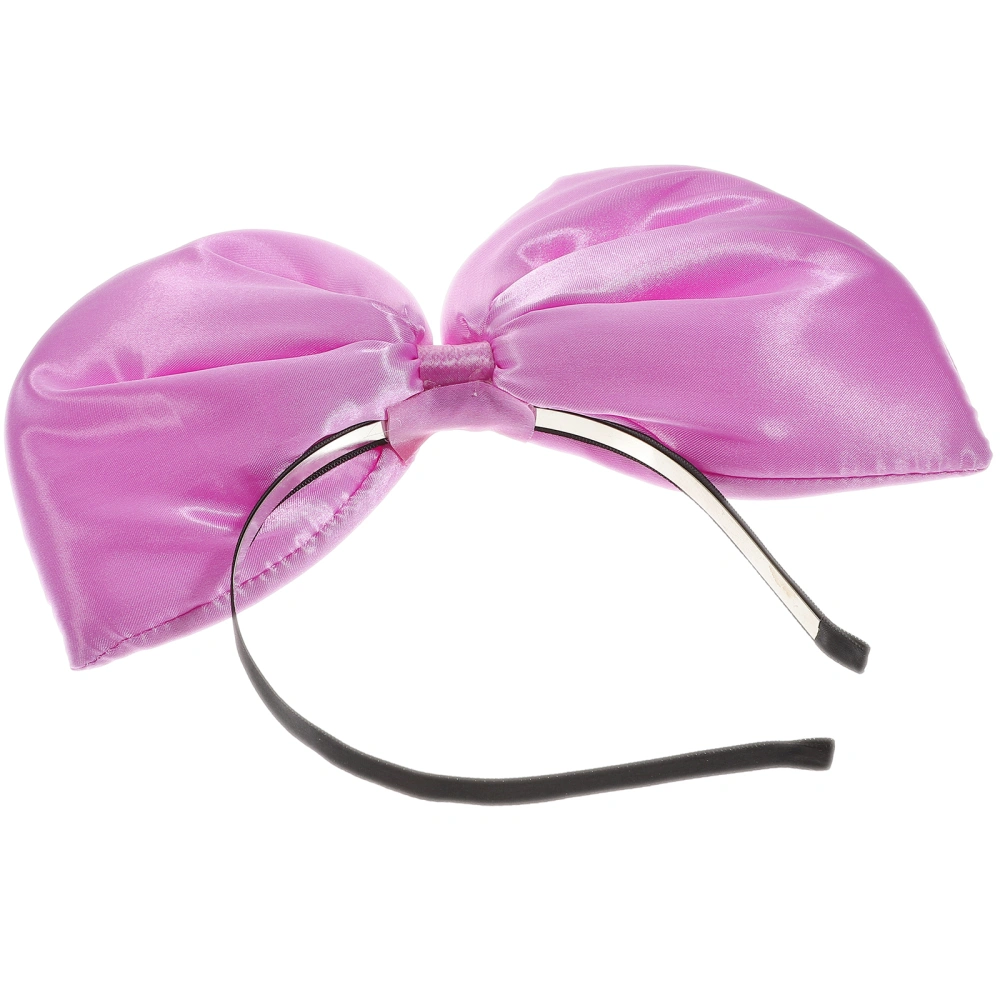 Christmas Super Huge Bowknot Headband Solid Colour Head Hair Bands for Woman Girl Lady (Purple)