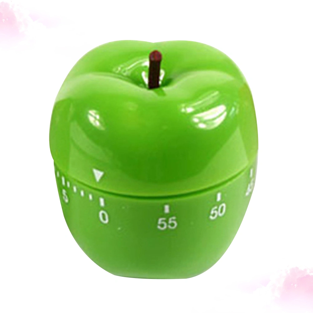 1PC Fruit Shape Mechanical Timer Home Use Countdown Timer Manual Cooking Timekeeper Kitchen Reminder (Green Apple)