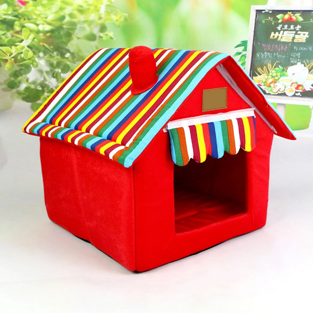 Detachable Portable Pet Dog House with Chimney Cat Bed for Small Dogs and Cats Size XS (Red)