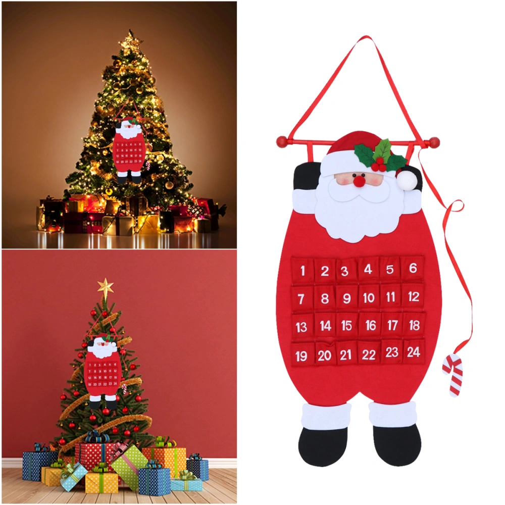 Countdown to Christmas Santa Advent Calendar Christmas Tree Hanging Ornaments Decoration For Home Office Party Decor (Santa Claus)