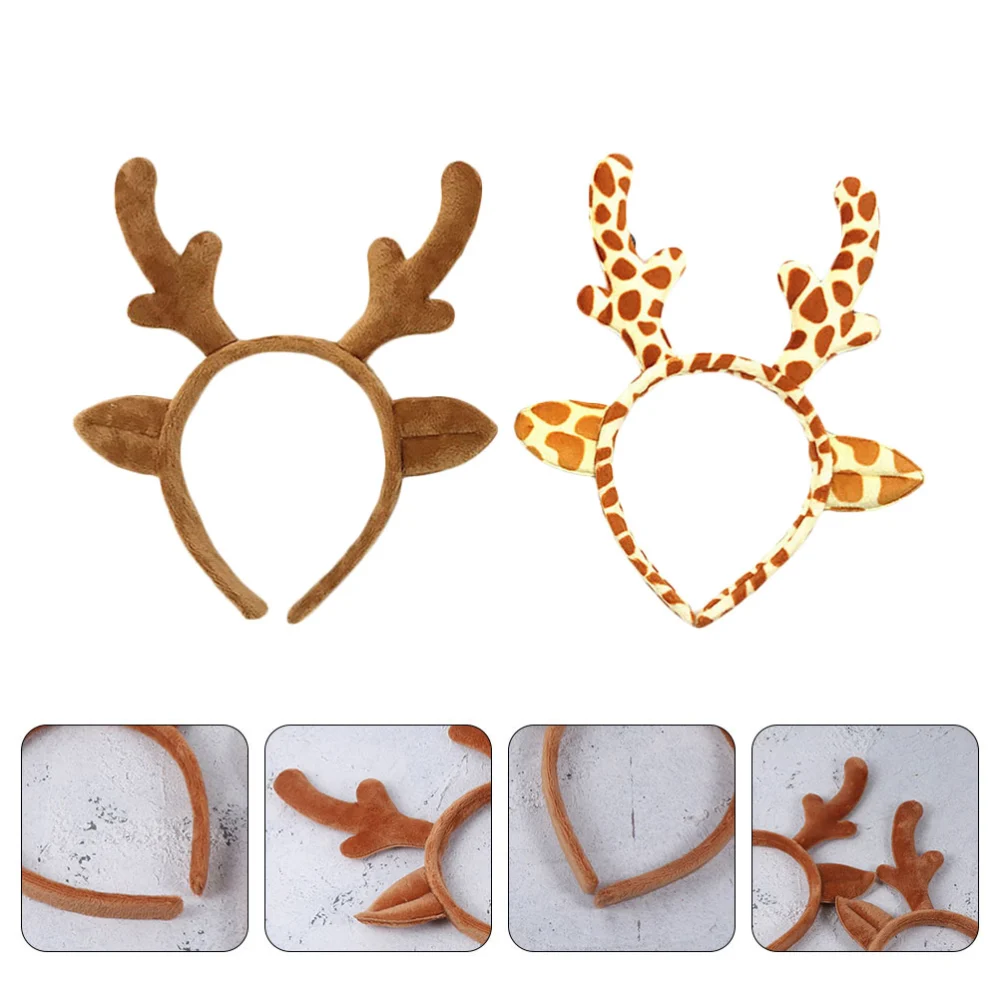 2Pcs Christmas Holiday Deer Headband Antlers Headdress Cosplay Hair