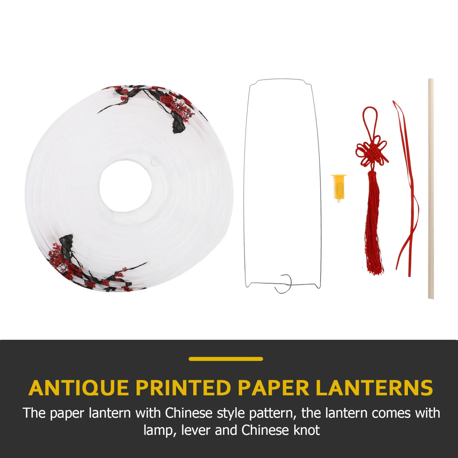 1 Set of Antique Style Design Printed Paper Lantern Chinese Paper Lamp Lantern