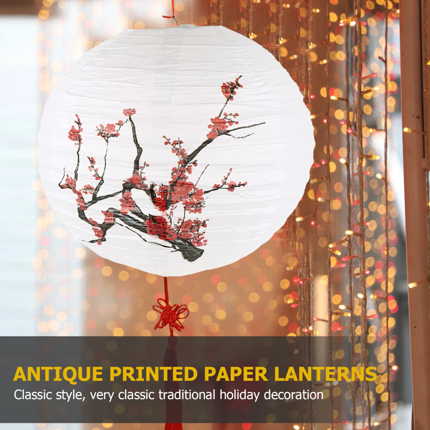 1 Set of Antique Style Design Printed Paper Lantern Chinese Paper Lamp Lantern