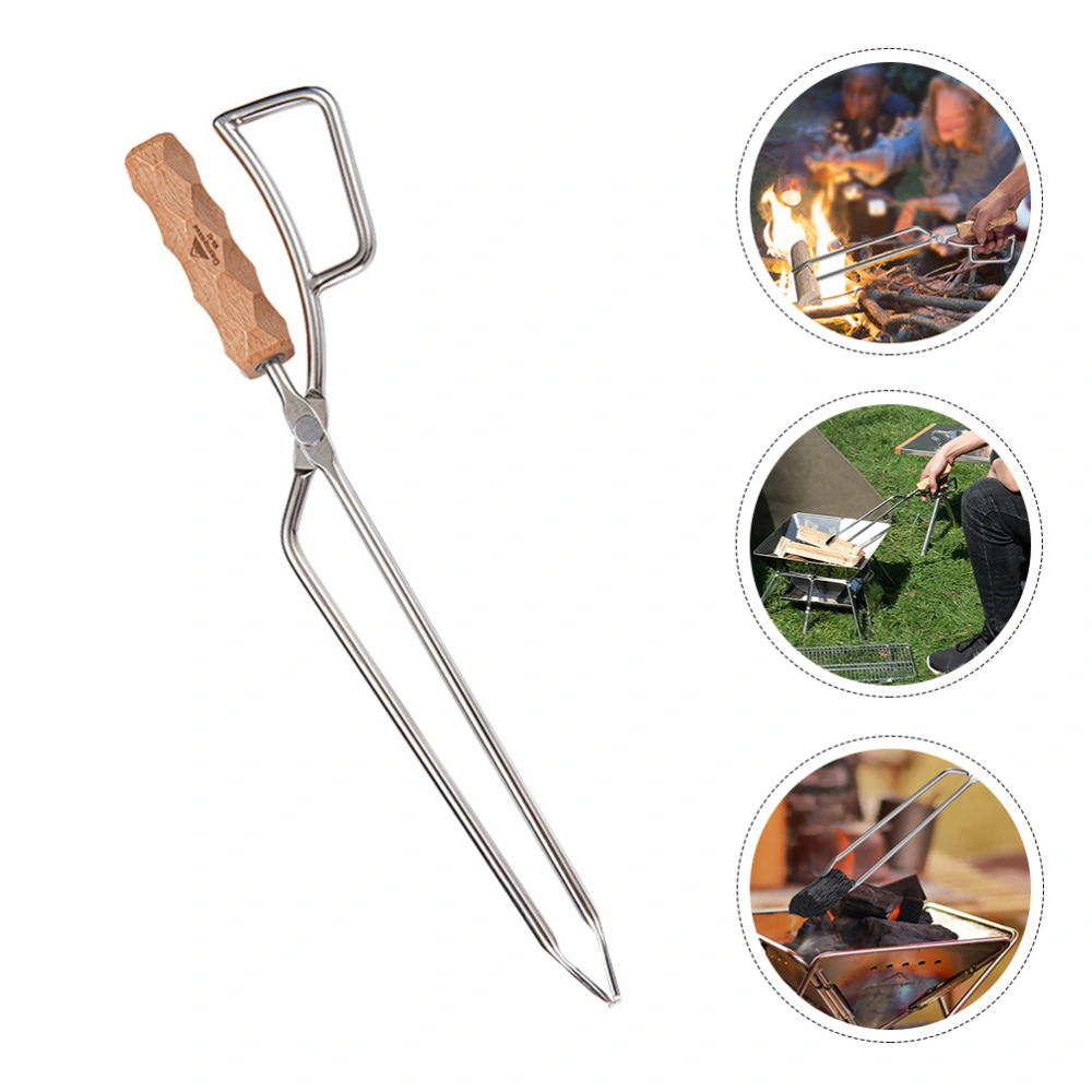 Stainless Steel Firewood Tong Practical Charcoal Clamp Outdoor Charcoal Clip