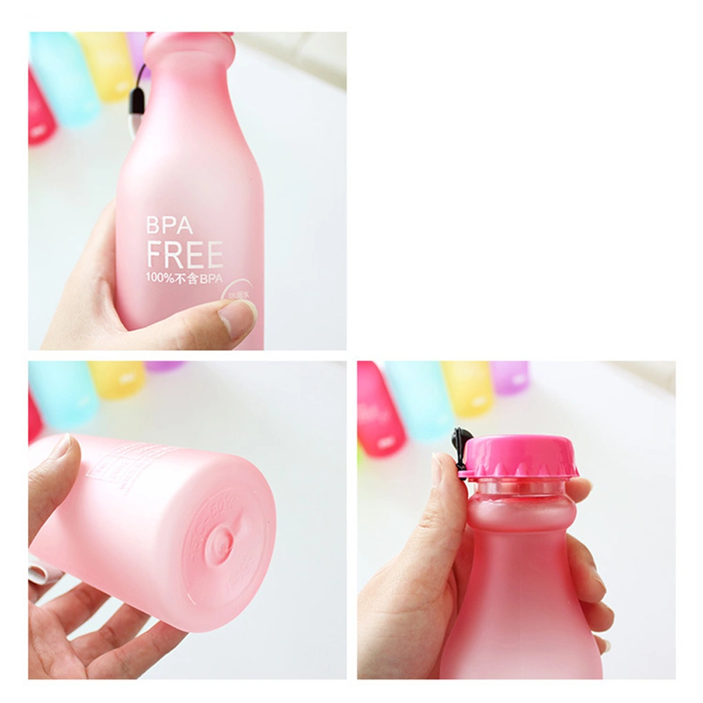 550ml Plastic Frosted Water Drinking Bottle Unbreakable Leakproof BPA Free Water Bottle for Yoga Running Outdoor Sports (Pink)
