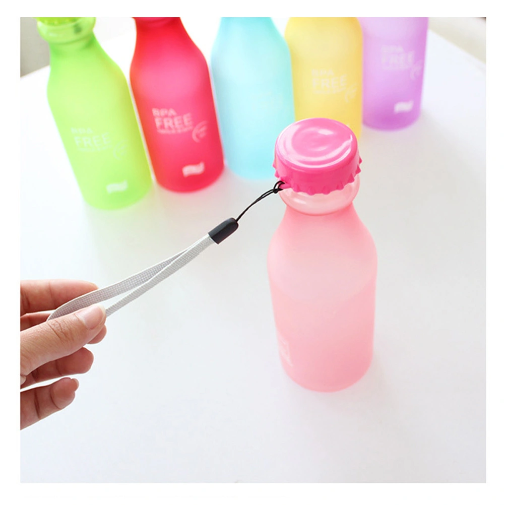 550ml Plastic Frosted Water Drinking Bottle Unbreakable Leakproof BPA Free Water Bottle for Yoga Running Outdoor Sports (Pink)