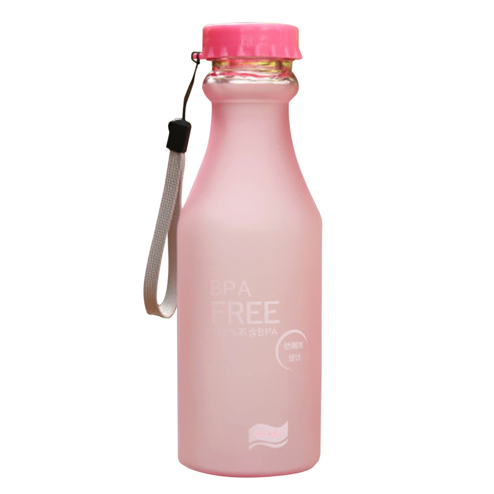 550ml Plastic Frosted Water Drinking Bottle Unbreakable Leakproof BPA Free Water Bottle for Yoga Running Outdoor Sports (Pink)