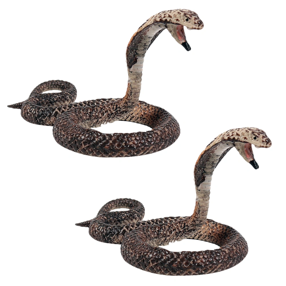 2Pcs Vivid Wildlife Animal Model Toy Vivid Wildlife Animal Model Toy Plastic Static Snake Model for Home Party Assorted Color (Elapoid)