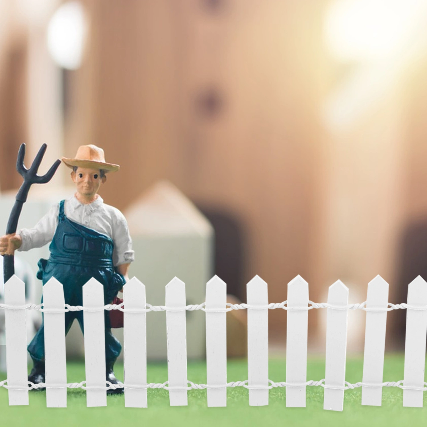 2Pcs Mini House Wooden Fences Landscape Fences Household Miniature Fence Models