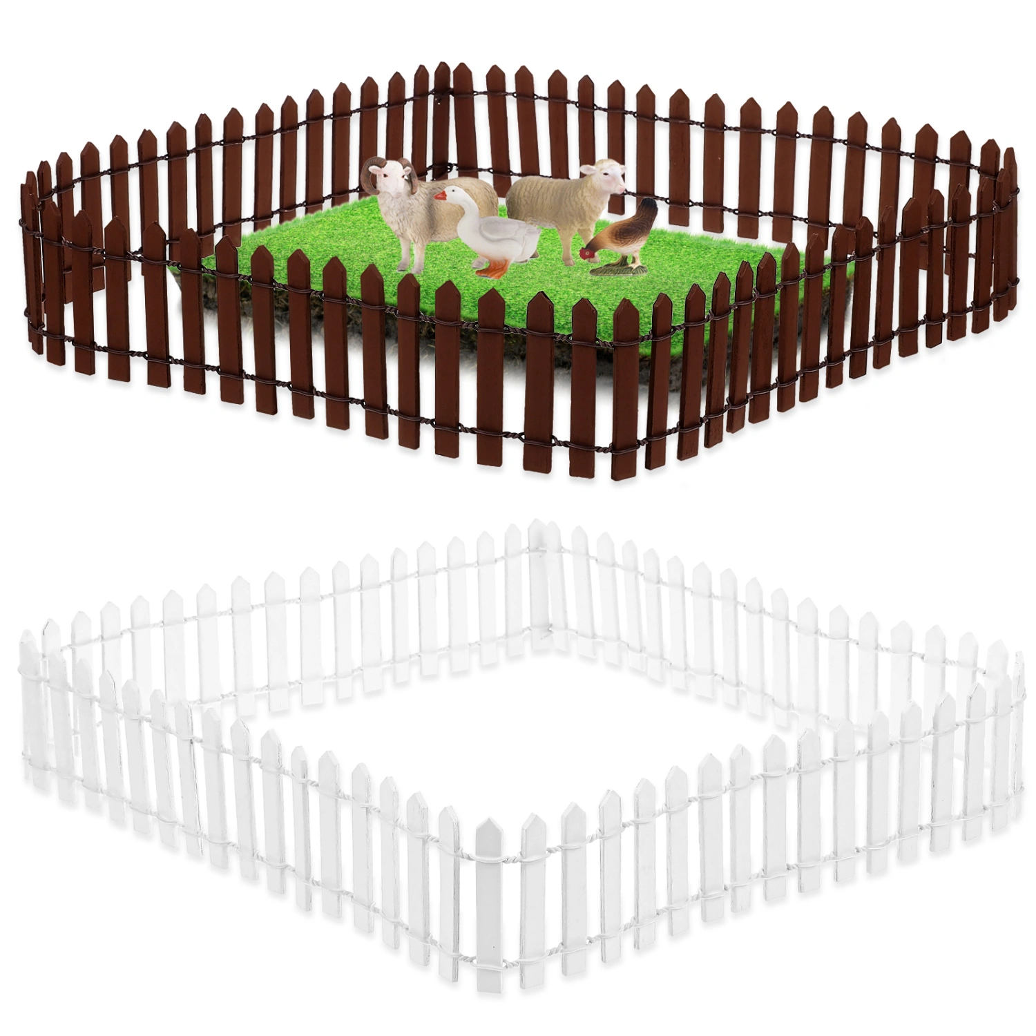 2Pcs Mini House Wooden Fences Landscape Fences Household Miniature Fence Models