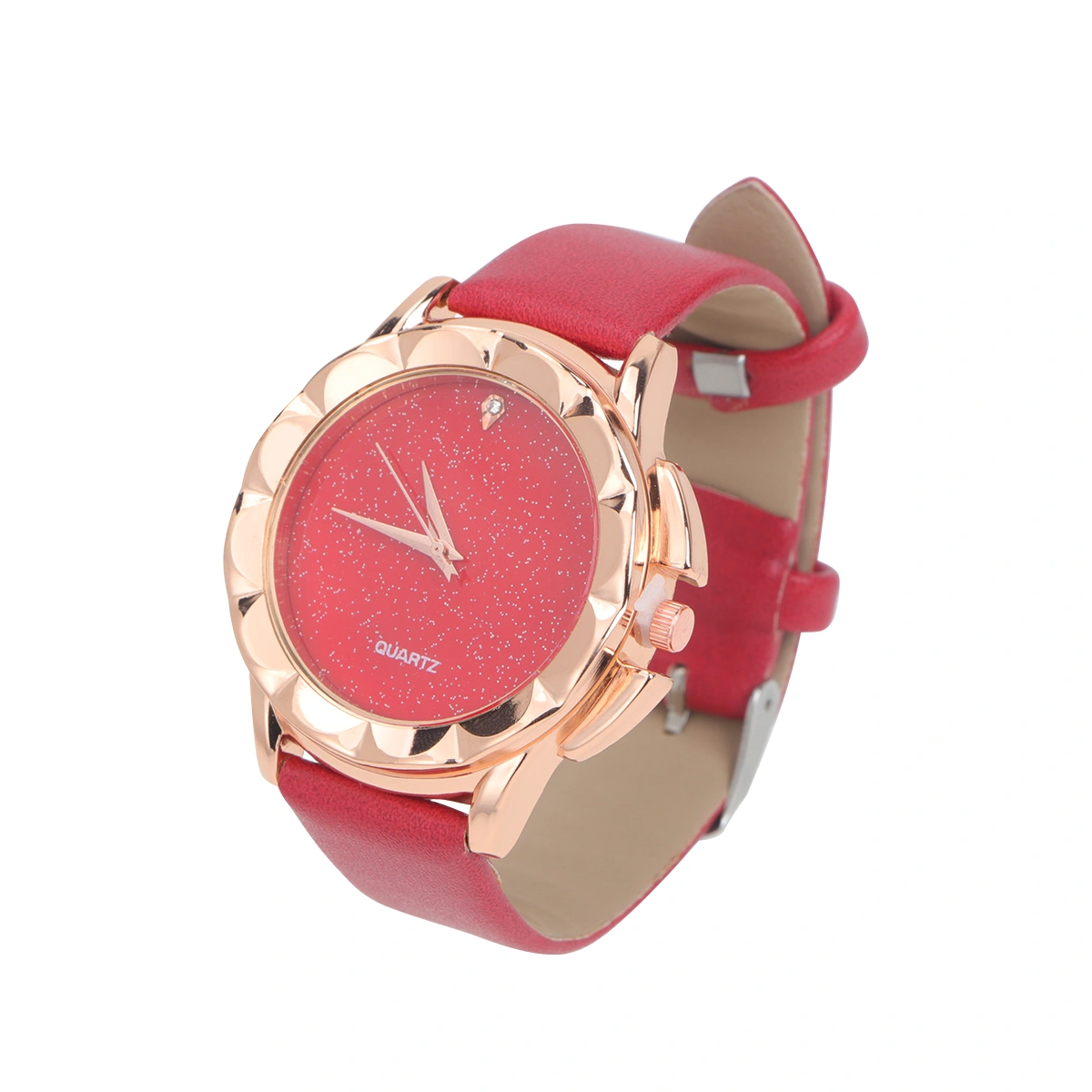 Women's Starry Sky Design Dial Wrist Watches Elegant Belt Dress Quartz Watch (Red)