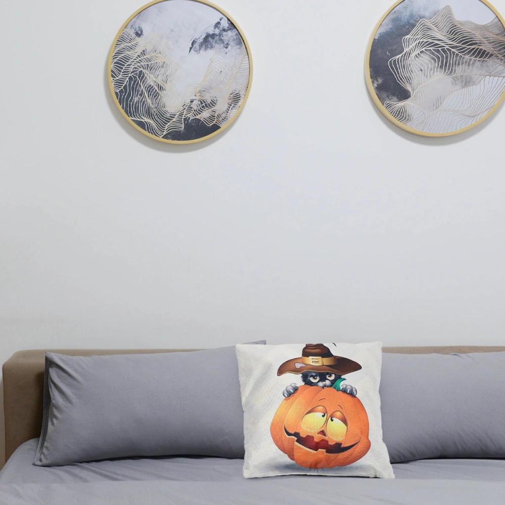 1PC Halloween Pillowcase Pillow Cover Sofa Cushion Cover Pumpkin Cat Pillowcase