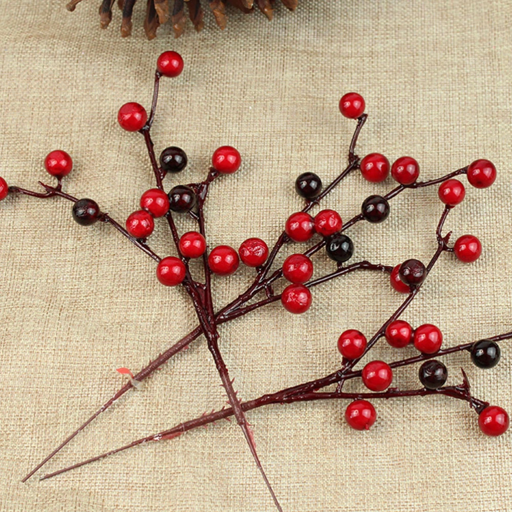 10Pcs Emulation Crabapple Branch Delicate Christmas Tree Decoration (Red)