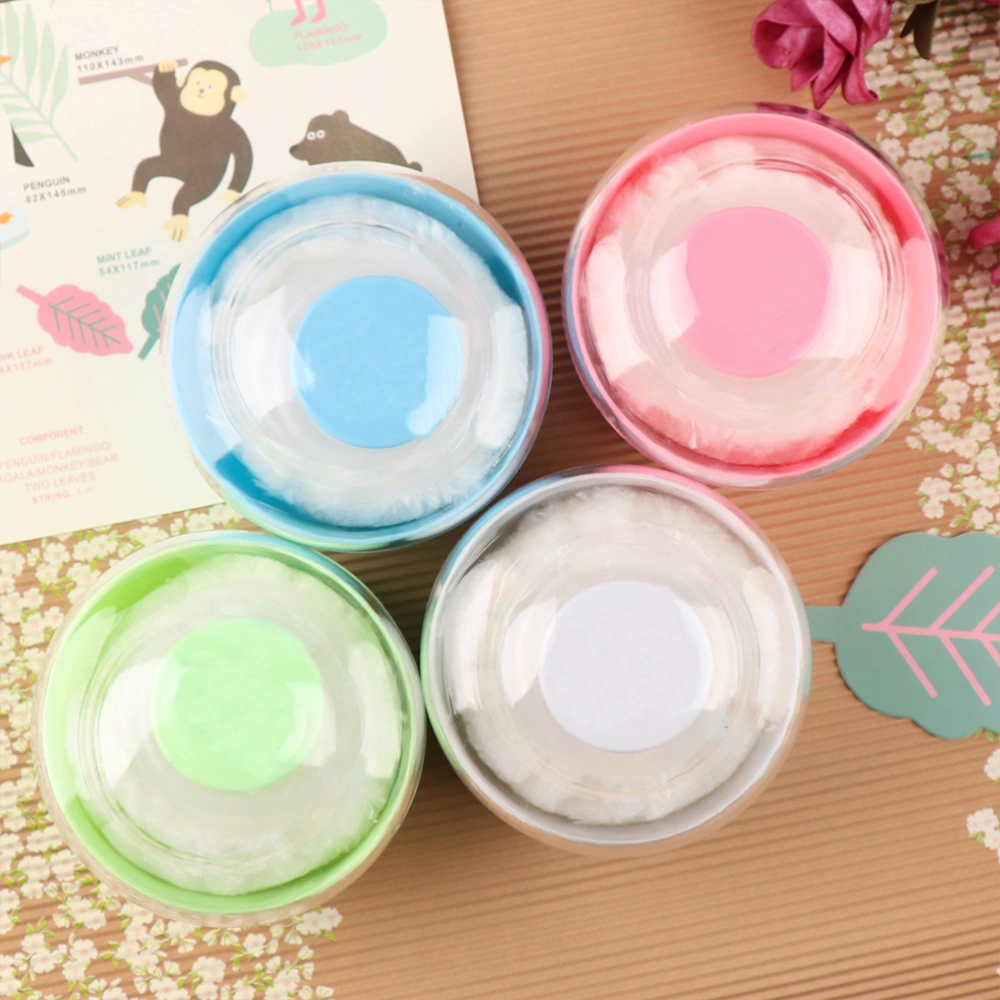 4pcs Talcum Powder Container Powder Puff Holder Travel Kit Plastic Cosmetic Powder Case for Baby (Blue, Pink, White, Green)