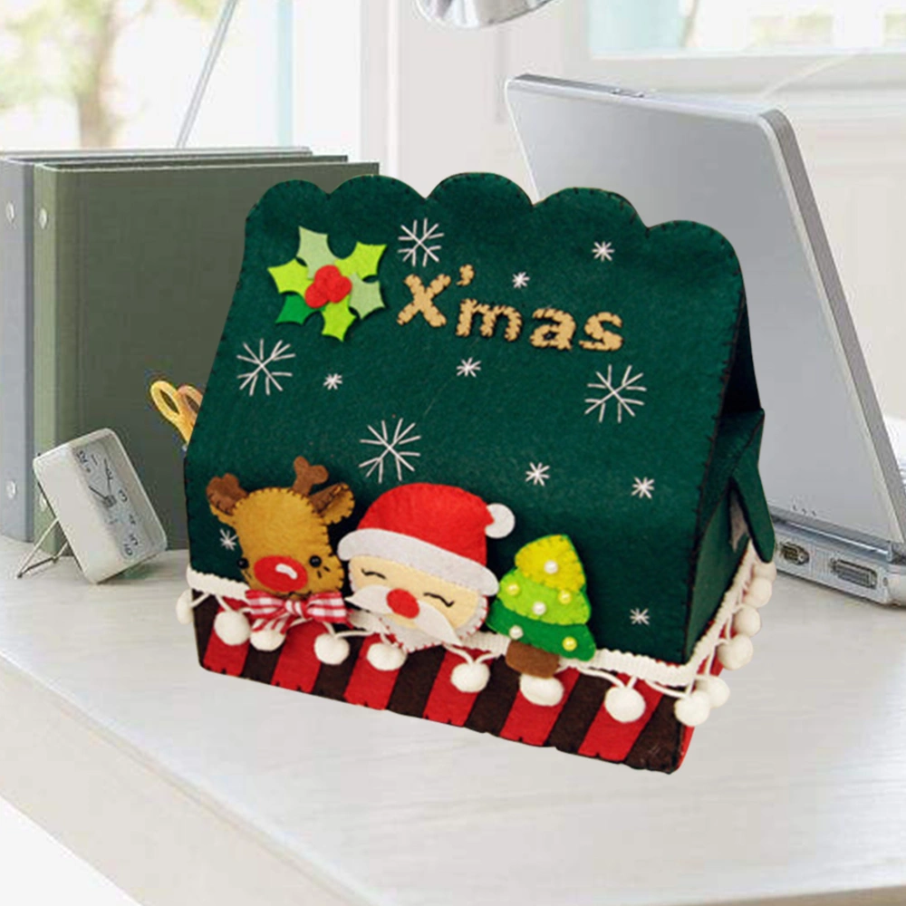 Christmas Pattern Tissue Box Non-woven Fabric Tissue Paper Box  House-shaped Visual Ornaments