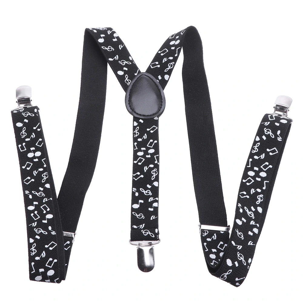 Men's Clip-on Suspenders Adjustable Elastic Y-shaped Braces with Note Print(#7)