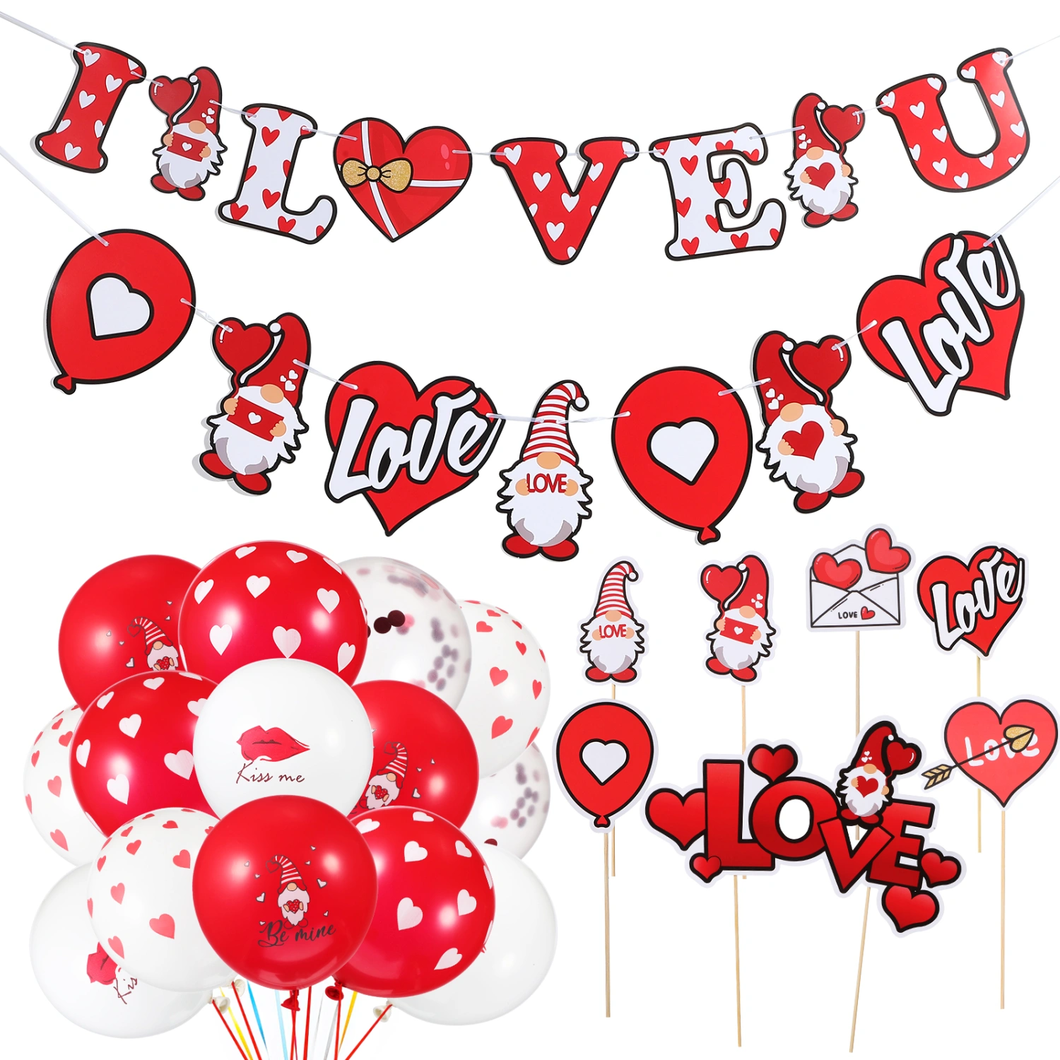 1 Set Valentine Ornaments Hanging Decorations Balloons Wedding Anniversary Supplies