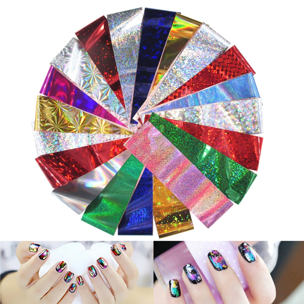 40 Pieces Nail Art Fittings Transfer Film Sticker Starry Sky Glossy Nail DIY Design Decorations (20 Pcs for One Set and Random Color)