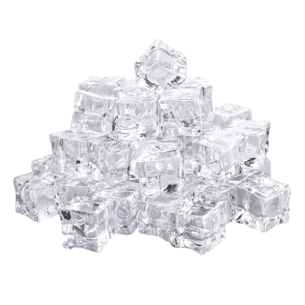 50Pcs Clear Fake Ice Cubes Acrylic Crystal Ice Cubes Bar Photography Props