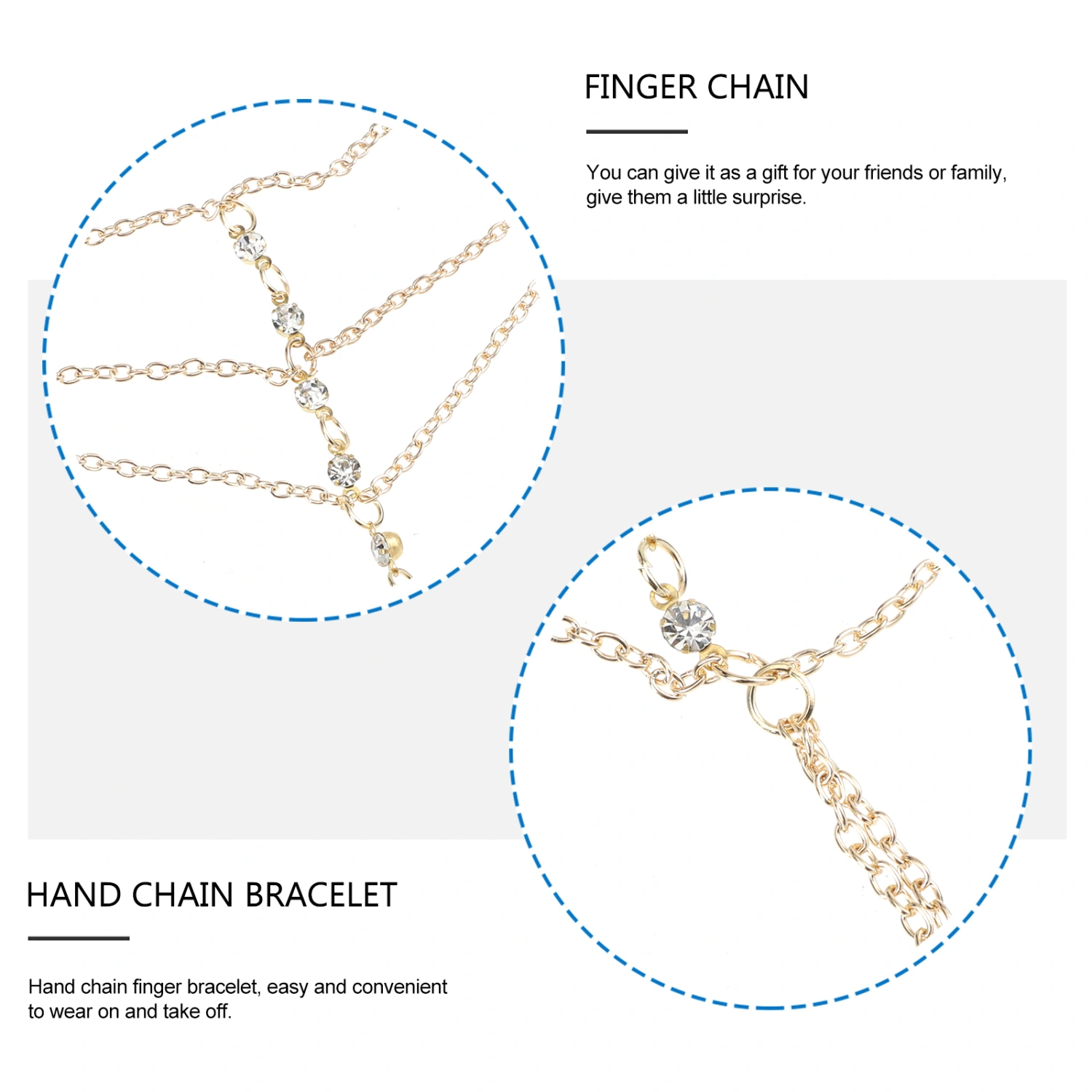 Fashion Multi Layer Hand Chain Finger Ring Bracelet Jewelry for Women and Girls