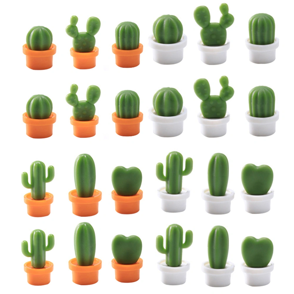 24Pcs Fridge Stereoscopic Cactus Decals Fridge Stickers Kitchen Cartoon Decals