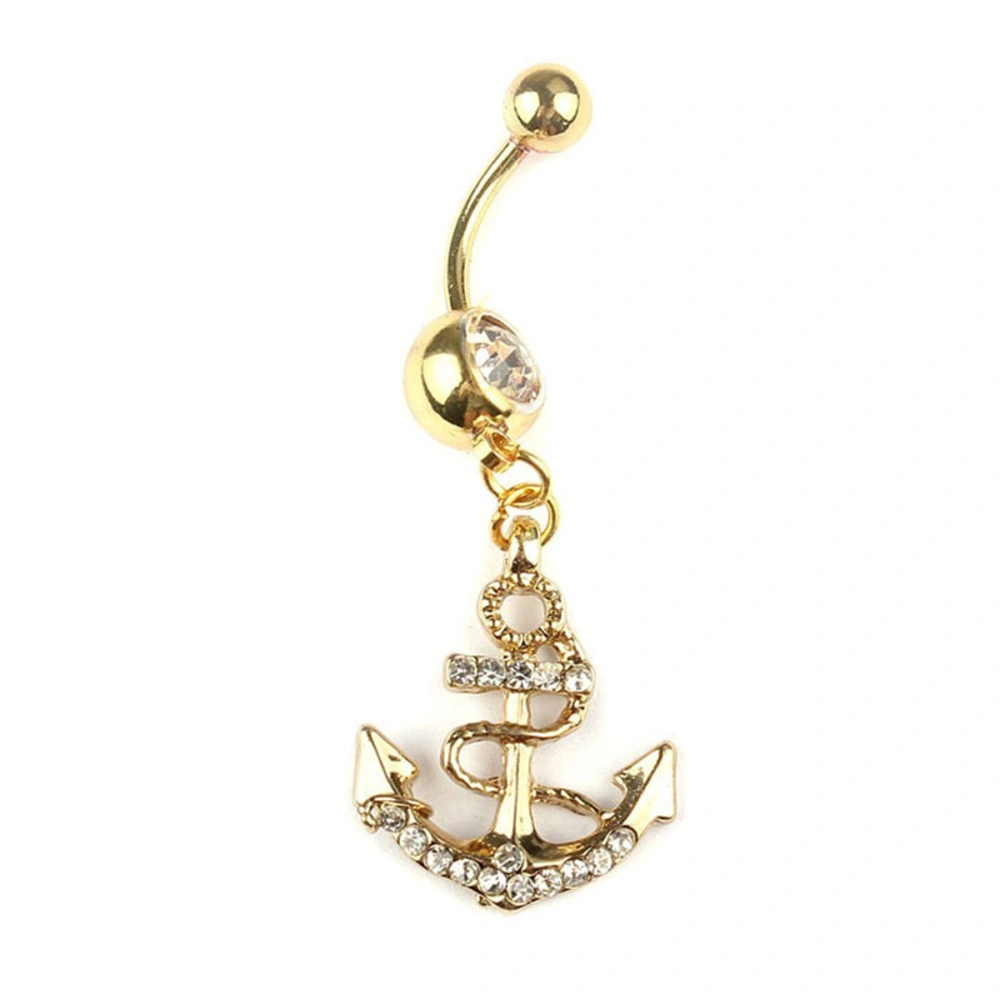 Fashion Anchor Dangle Belly Button Ring Body Piercing Sexy Navel Ring (Golden)