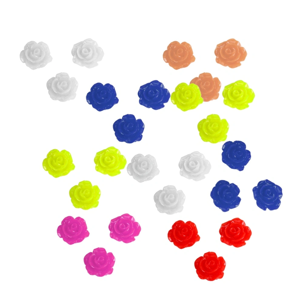 50pcs Resin Rose Flowers Beads DIY Accessory Embellishment for Scrapbooking Craft(Mixed Color)