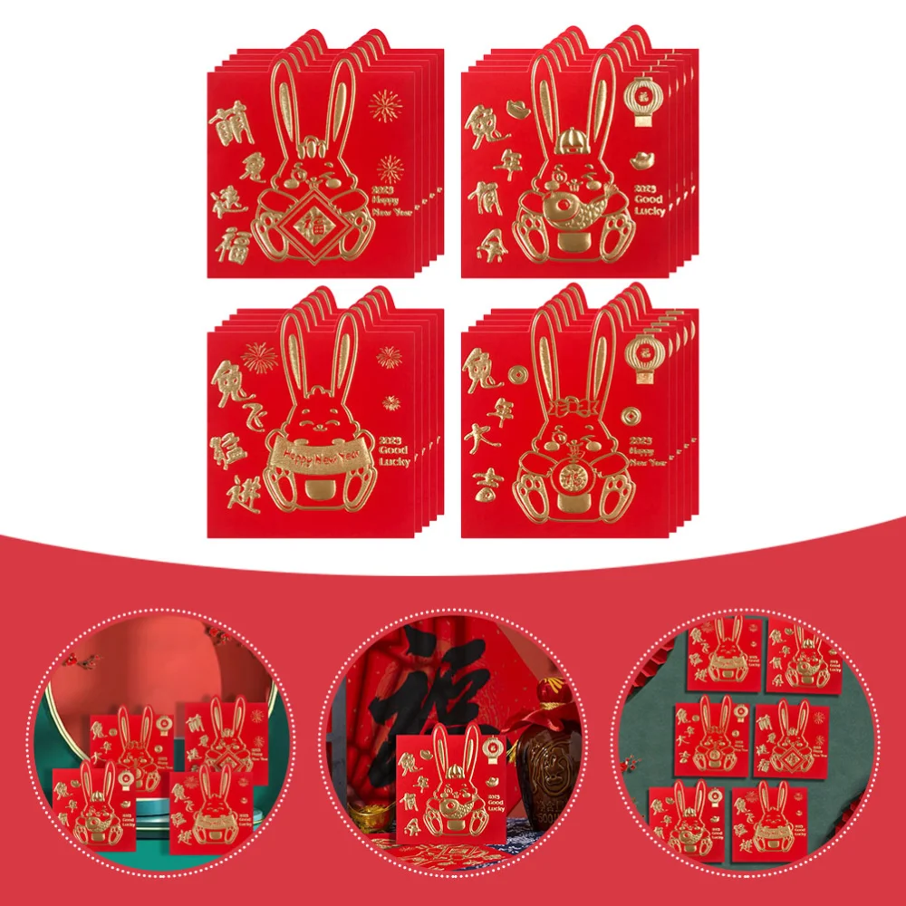 48pcs Zodiac Rabbit Red Envelopes 2023 Red Packets Chinese New Year Money Pockets