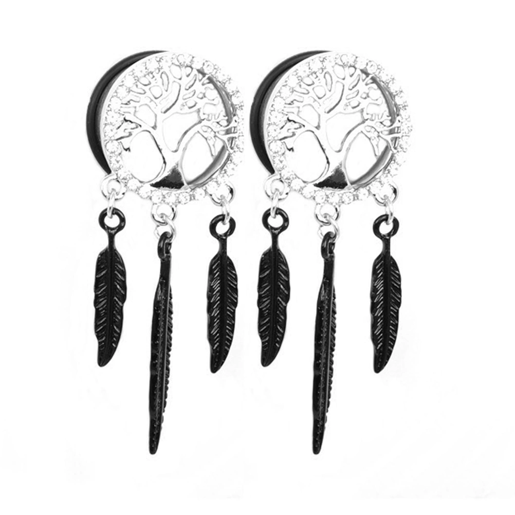 2pcs Tree Pattern Auricle Puncture Ear Expansions Alloy Ear Tunnel Plugs Ear Gauges Expanders Body Piercing Jewelry (14mm)