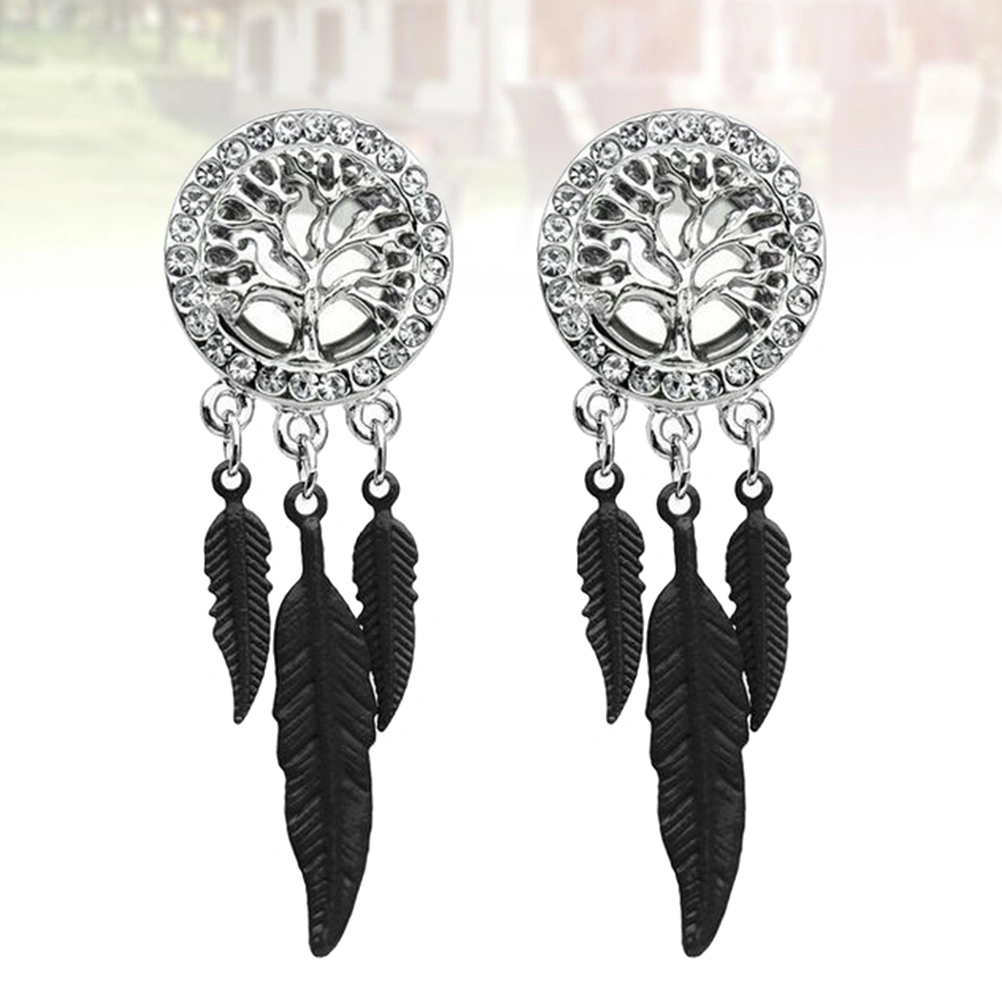 2pcs Tree Pattern Auricle Puncture Ear Expansions Alloy Ear Tunnel Plugs Ear Gauges Expanders Body Piercing Jewelry (14mm)