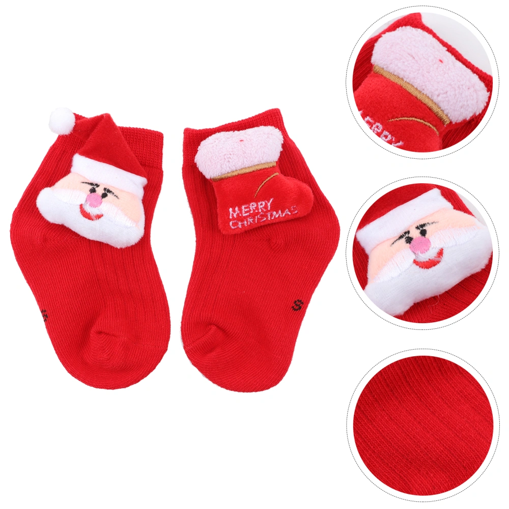 1 Pair Adorable Doll Design Socks Christmas Baby Cotton Socks (0-2 Years Old)