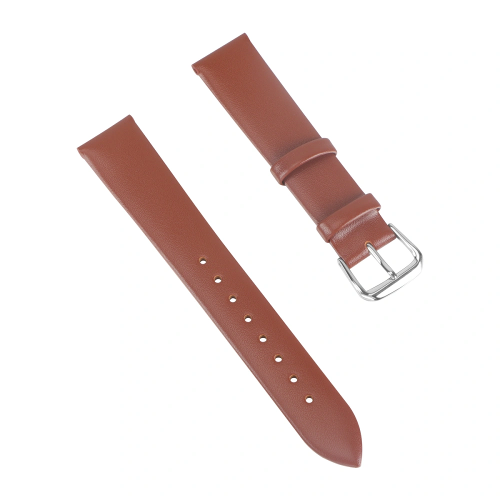 Ultrathin Watch Strap Endurable Tabby Cattlehide Watch Strap Quick Release Leather Watch Bands (Brown-18mm with Silver Buckle)